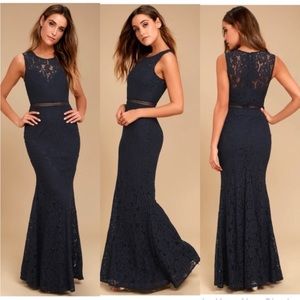 Lulus navy trumpet style maxi dress